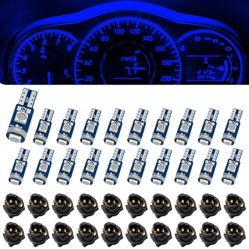Damwot 74 Led Bulb Dash Lights Super Bright, T5 37 74 LED Bulb with Twist Lock Socket PC74 PC37,Dashboard Lights, Instrument Cluster Bulbs Kits,Pack of 20 (Blue)