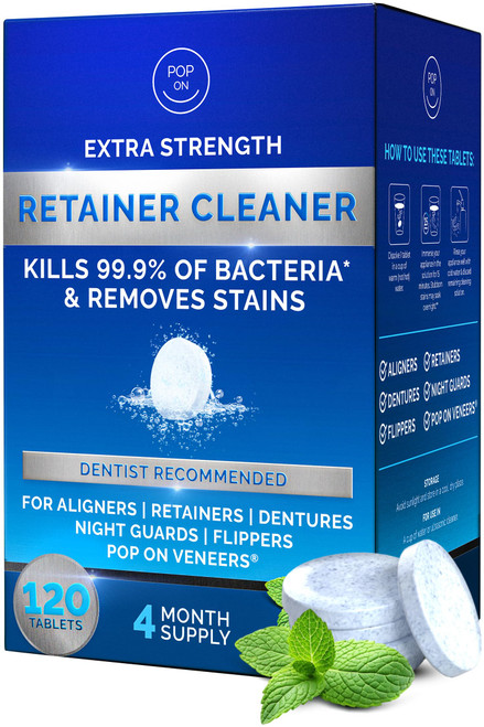 Retainer Cleaner Tablets for Invisalign Approved for Ultrasonic Cleaners -120 Denture Cleaning Tablets for Aligners, Night Guard, Mouth Guard - Denture Cleaner Tablets 4-Month Supply Retainer Cleaner Tablets for Invisalign Approved for Ultrasonic Cleaners -120 Denture Cleaning Tablets for Aligners, Night Guard, Mouth Guard - Denture Cleaner Tablets 4-Month Supply