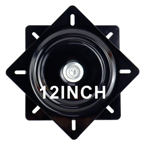12 Inch Lazy Susans Turntable Bearings Swivel Zinc Plate, Black Square Lazy Susan Hardware, Heavy Duty Lazy Susan Replacement Parts for Table, Chair, Round Bar Stools(1 Pack)