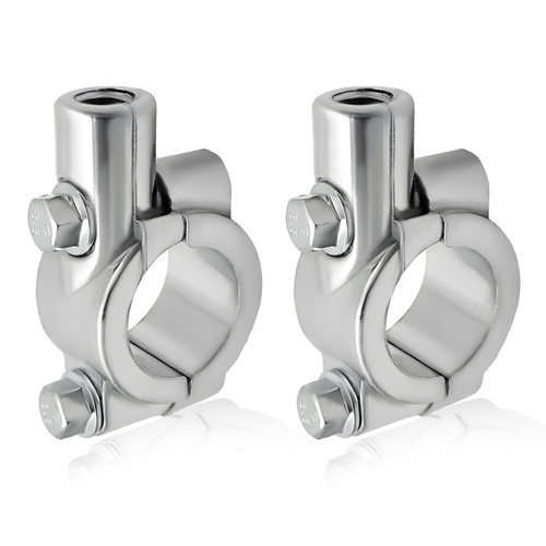 KVAEY 2PCS Motorcycle Handlebar Mirror Mount Holder, 8mm 7/8" Handlebar Clamp Rearview Side Mirror Adapter, Aluminum Motorcycle Mirror Mount Clamp for ATV Street Bike Scooter (Silver, 10mm)