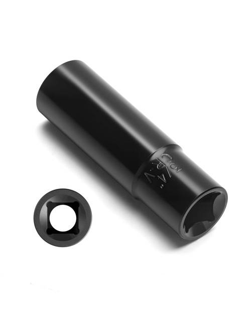 7 Spline Lug Nut Key, 1/2" Drive Impact Socket Fit for M14x1.5 M14x2.0 9/16-18 Aftermarket Lugnuts, Thin Walled Design Spline Socket for Easy Removal or Install Truck Nuts, CR-V Steel
