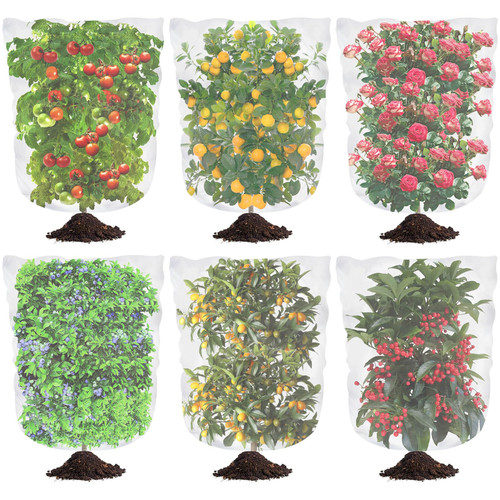 Tetutor 6 Pack Blueberry Bush Netting Cover, Bird Netting for Blueberry Bushes, Garden Netting Insect Pest Barrier with Drawstring, Plant Fruit Tree Netting Net for Garden Protection 3.3Ft x 2.7Ft