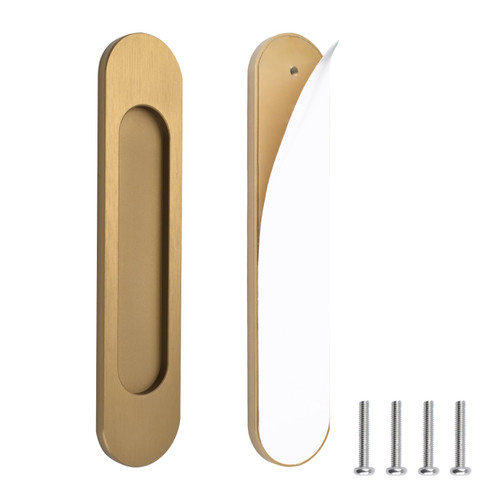 MOROBOR 18CM Self-Stick Oval Sliding Door Pulls, 2pcs Brushed Steel Aluminum Alloy Flush Pull Punch-Free Handle for Sliding Barn Door Windows Cabinets
