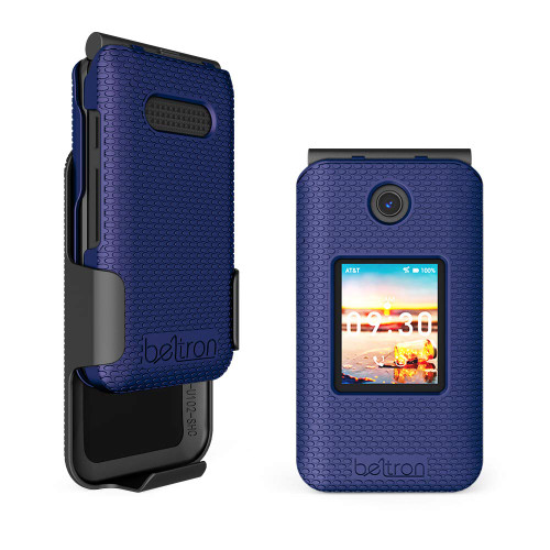 Cricket Debut Flip Case - Protective Snap On Cover with Rotating Belt Clip Holster Combo - AT&T Cingular Flip IV (U102AA) - Blue