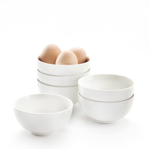 AntoKueh White 4.5in Small Ceramic Bowls, 12 OZ Cereal Bowls Set of 6 for Dessert, Rice, Jello, Pudding, Yogurt, Dishwasher/Microwave safe