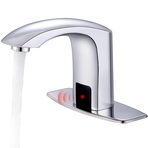 Gangang Commercial Touchless Bathroom Sink Faucet Cold and Hot Water Automatic Motion Sensor Basin Tap Mixer with Mixing Valve and Cover Plate (FBA 2)