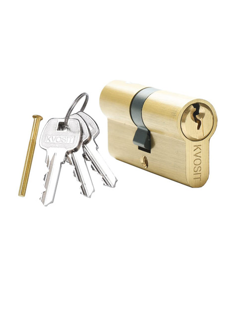 Brass Lock Cylinder with 3 Keys 63mm Double Open Cylinder Lock Storm Door Locks with 3 Brass Keys for Storage Unit Security Door (Brushed Brass, 63MM)