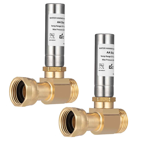 (2 Pack) Lidertik Water Hammer Arrestor Washing Machine 3/4 Absorb Shock and Reduce Noise Laundry Washer Knock Valve Garden Hose Air Inline Sink Dishwasher LI-Y241-11-11-S(2 PACK)