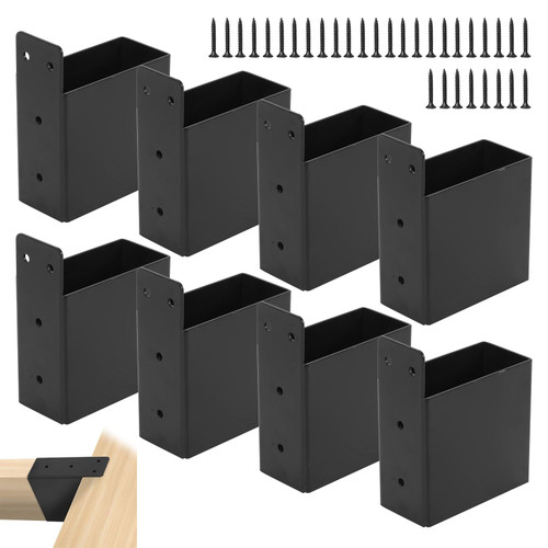 Rasugarlary 2x4 Pergola Bracket, Pergola Post Top Rafter Brackets Deck Railing Brackets Heavy Duty Black Powder Coated Pergola Kit for DIY Wood Pergolas Gazebo (with Screws) 8 Pcs