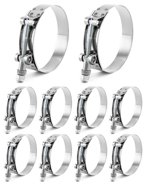 QWORK 3" T-Bolt Hose Clamp Stainless Steel, 10 Pack Working Range 83mm-91mm for 3" Hose ID, Intake Intercooler Clamp