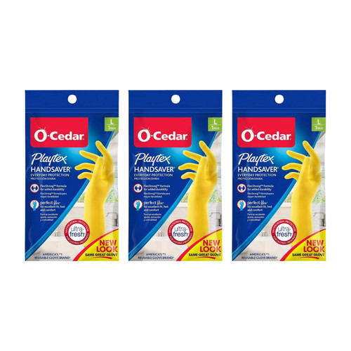 PLAYTEX PROTECTIVE_GLOVE Playtex Handsaver Reusable Rubber Gloves (Large, Pack - 3)