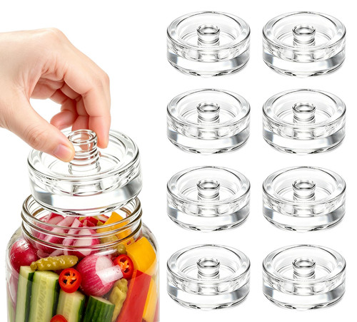 Nexboraque 9 Pack Glass Fermentation Weight, Easy Grip Fermenting Weights Canning Weights and Pickling Glass Weight for Wide Mouth Mason Jar, Clear