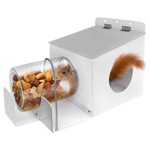 Metal Squirrel Feeder, Hanging Squirrel Feeders for Outside, Heavy-Duty Rust-Resistant Picnic Table with Anti-Bird Design - Fits Corn, Peanuts, Seeds - Stronger Than Wooden Feeders