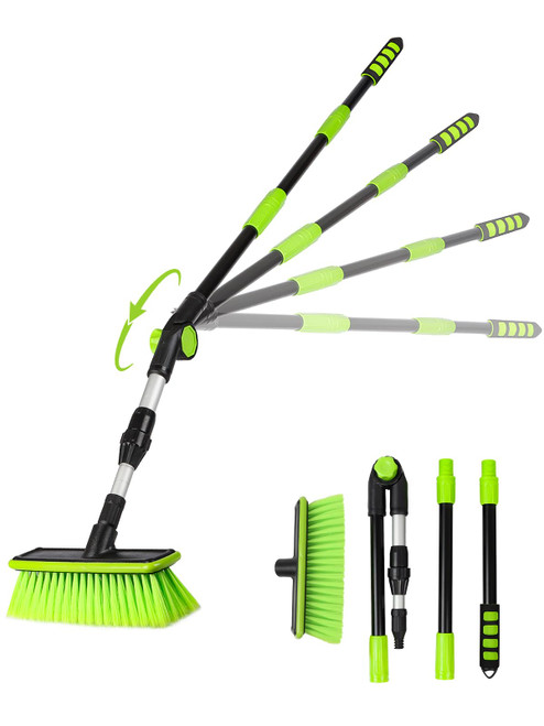 59" PBT 180°Rotatable Car Wash Brush with Long Handle New Process Not Easy to Produce Floating Hair Suitable for Snow Sweeping SUV MPV Truck Rv Caravan Indoor Outdoor Cleaning Window Wheel