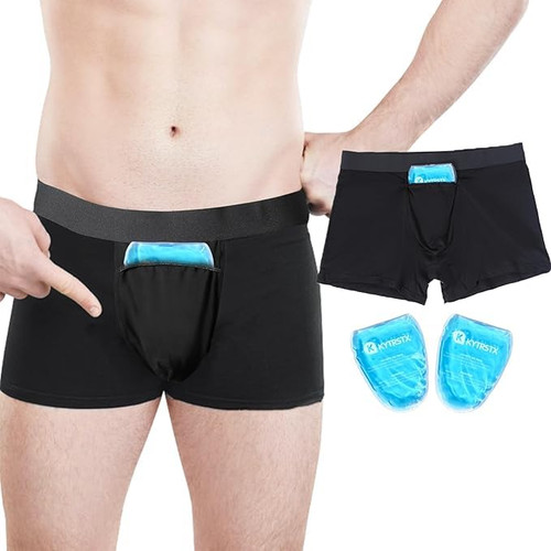 KYTRSTX Vasectomy Underwear for Men, Post Vasectomy UnderwearJockstrap Vasectomy Gifts For Men With 2 Vasectomy Ice Packs For Testicular Support And Pain Relief Black