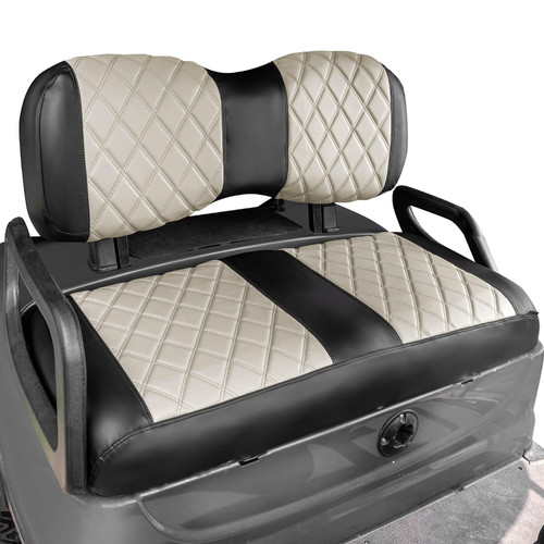 NOKINS Golf Cart Diamond Seat Covers Kit, Fit for Yamaha Drive/Drive 2 OEM Standard Front Seat Cushion, Golf Cart Vinyl Seat Cover, No Nails Required (Oyster Gray and Black)