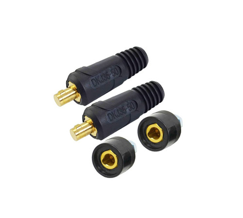 RIVERWELD TIG Welding Cable Panel Connector Plug & Socket Set DKJ35-50 & DKZ35-50 315Amp with Black Color Dinse-Style Quick Fitting 4pcs