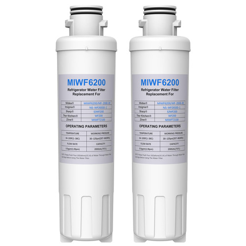 MIWF6200 Replacement for Midea MF-2008-R2 Sharp SJWF200 Zline MIWFT2100 Insignia NS-WF26SS0-1 Twist-in Refrigerator Water Filter (2 Pack)