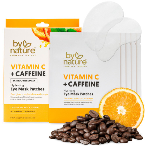 By Nature Vitamin C + Caffeine Brightening + Hydrating Under Eye Mask Patches - Energizing + Replenishing Eye Patches for Dark Circles - Skincare from New Zealand - Under Eye Patches - 5 Pairs By Nature Vitamin C + Caffeine Brightening + Hydrating Under Eye Mask Patches - Energizing + Replenishing Eye Patches for Dark Circles - Skincare from New Zealand - Under Eye Patches - 5 Pairs