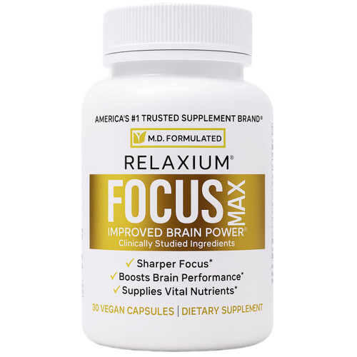 Relaxium FocusMax, Brain & Focus Health Supplement, Mental Clarity Support, Proven Concentration, Focus, Memory, & Nootropics Booster, USA-Manufactured, 30 Vegan Capsules