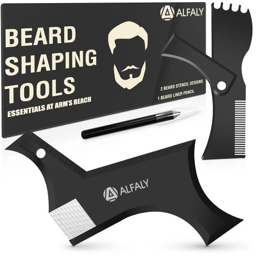 Alfaly Beard Shaper Kit - Premium Lineup and Guide Tool for Precise Beard Shaping & Styling - With Beard Pencil Alfaly Beard Shaper Kit - Premium Lineup and Guide Tool for Precise Beard Shaping & Styling - With Beard Pencil