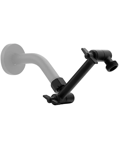 5 Inch Adjustable Shower Head Extension Arm With Locking Set Screw, Singing Rain Metal Matte Black Angle Height Adjustable, Easy To Install, G1/2 Universal Connector Compatible (Matte Black Finish)