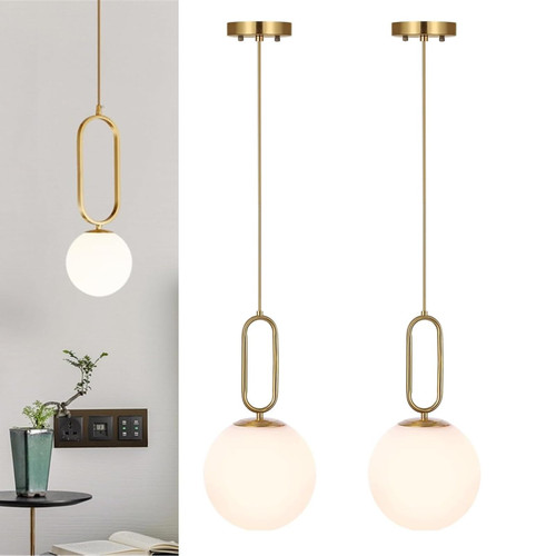 jengush Battery Operated Chandelier Lights Set of 2，Rechargeable Pendant Light,Indoor Ceiling Light Fixture with Remote 12 Colors Modes Dimmable for Dining Room Kitchen Bedroom Living Room(Gold)