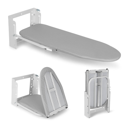 Wall Mounted Ironing Board Adjustable Height, 36 x 12 Inch Fold Away Iron Board Wall Mount Space-Saving Ironing Board with Removable Heat Resistant Cover for Small Spaces Home Laundry Room