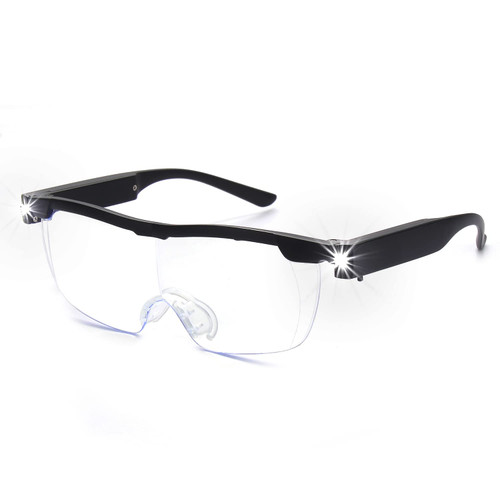OKH 200% Magnifying Glasses with Light, Rechargeable LED Lighted Magnification Eyeglasses, Anti Blue Light, Bright Sight Hands Free Magnifier for Close Work, Craft, Jewellers, Reading, Hobby