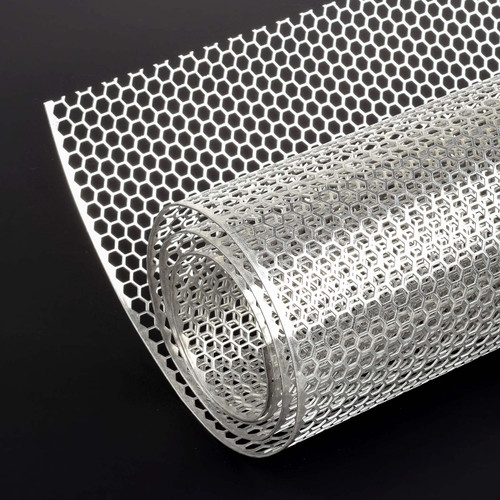 AggAuto Universal 40"x13" Car Grill Mesh - Aluminum Alloy Automotive Grille Insert Bumper Honeycomb Hole 6mm Spacing 1mm, One of the Most Multifunctional Shape Grids Silver
