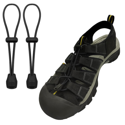 UamGlsob Elastic No Tie Shoe Laces Replacement for Keen Water Sandal, Round Bungee Stretchy Lock Shoelaces for Adults and Kids, One Size 47" (Black)