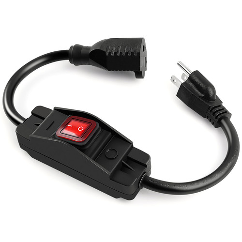 Delgada 1.5Ft Outdoor Extension Cord with Switch ON/Off Heavy Duty 3 Prong Waterproof Extension Cord Switch 14 AWG 15A 125V UL Listed Cord with Switch for Holiday Lights