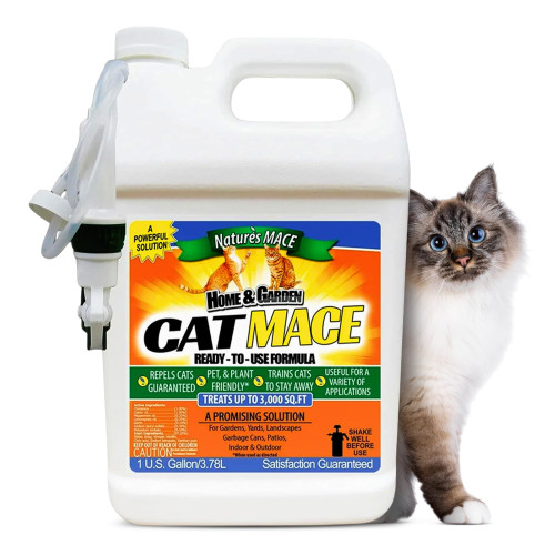 Nature's Mace Cat Mace Cat Repellent, Pets Training Tool, Outdoor & Indoor, Home, Liquid Spray Deterrent, Landscaped, Marking, Anti-Scratch, Garden & Furniture Protector, Ready-to-Use, 1 Gallon Spray