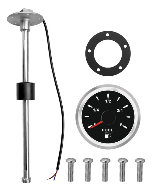 EMIHO 240-33ohm 10"/250mm Fuel Sending Unit with Gauge for Marine Boat RV Truck Car, Stainless Steel 316 Fuel Sender Fuel Level Gauge Tank Sensor Gas Tank Sending Unit