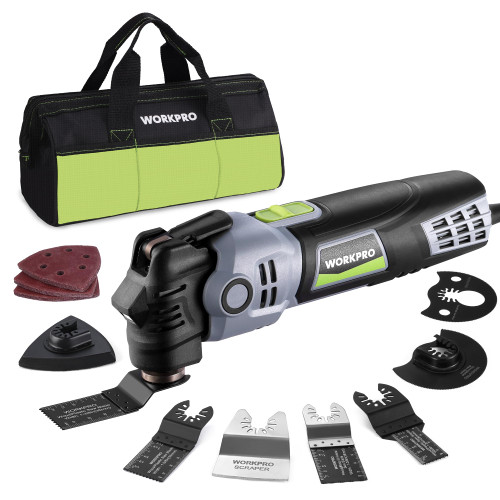 WORKPRO 400W Oscillating Multi-Tool, 6-Speed Corded Power Saw with LED Light, Quick Blade Change, 3.5° Oscillation Angle, 22 Accessories for Cutting, Sanding, Scraping