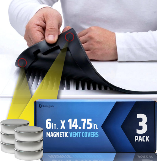 Powerful Magnetic Vent Covers (3-Pack) that Will Never Fall Off (Upgraded Design) - for Sealing Floor/Wall/Ceiling Registers of Width 5.25" to 6", Length 13.25" to 14" | Vent Not Included | White