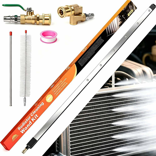 FREEYOU 40" Upgraded Radiator Cleaning Wand With 25° Fan Nozzles,Water and Air Dual-Use 4500 PSI Pressure Washer Tool Set for Car,Truck and Other Vehicles.
