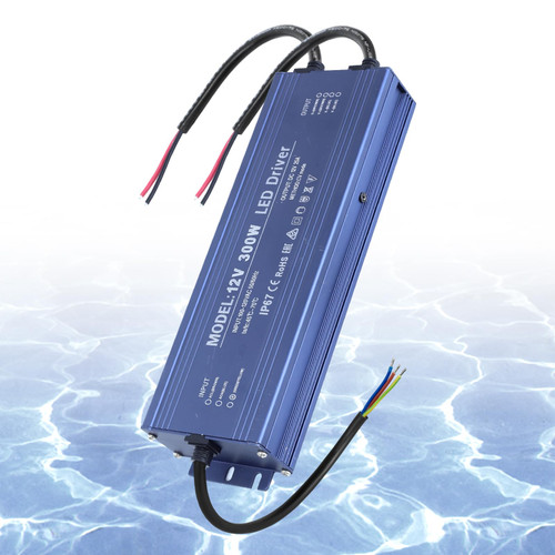 SUCIKORIO LED Driver 12V 300W Waterproof IP67 LED Power Supply 110V AC to 12V DC 25A 300 Watt Quiet Low Volt Converter LEDs Transformer Constant Voltage Ultra Slim for LEDs Strip, Indoor & Outdoor