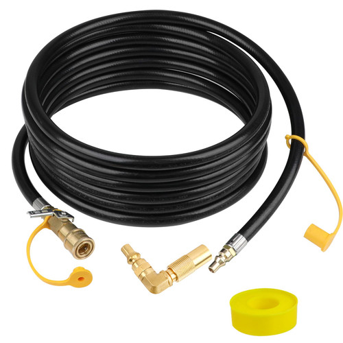 Iococee Upgraded 18FT RV Quick Connect Propane Hose for RV to Grill, Low Pressure Quick Connect Propane Hose with Elbow Adapter for 17" and 22" Blackstone Griddles/Grills