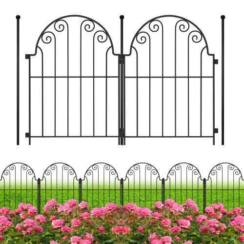 PARAISODOS Decorative Garden Fence 10 Panels, No Dig Rustproof Metal Fencing 11ft Long Animal Barrier Border for Dog, Garden Fencing for Outdoor Patio Lawn Yard Flower Bed