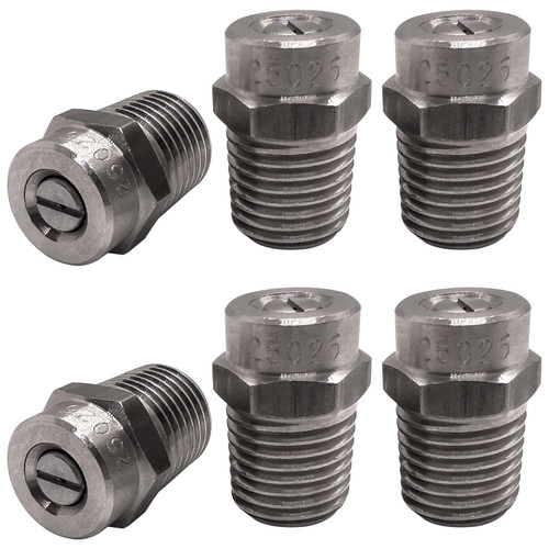 SOLIVEDE 25025 Surface Cleaner Tips for Pressure Washer Nozzles with 2.5 Orifice, 4000 PSI, 1/4'' Male NPT, Stainless Steel (6 Pack)