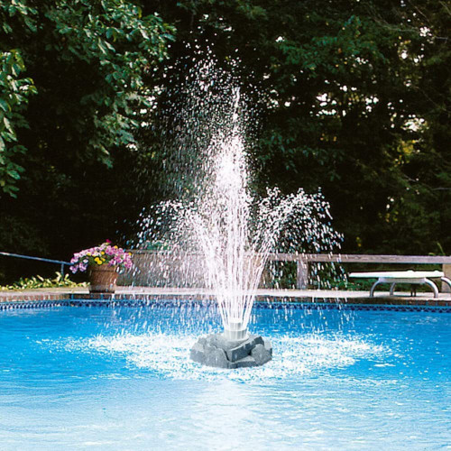 Aqua Select Floating Outdoor Pool Fountain | Adjustable Height Up to 16' Feet | Decorative Three Tier Grecian Fountain | for Above Ground or Inground Swimming Pools | Easy to Install | Grey Rock