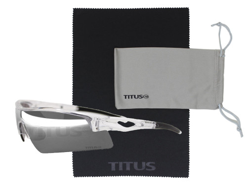 TITUS G20 All Sport Safety Glasses Shooting Eyewear Motorcycle Protection ANSI Z87+ Compliant (Transparent Frame - Mirror Lens - With Pouch)