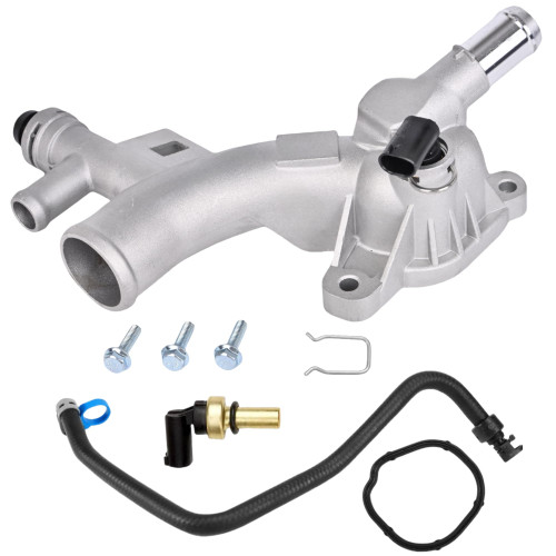 PANNUOSCS Thermostat Housing/Water Outlet Compatible with 2011-2020 Chevy Cruze Sonic Trax Volt Buick Encore 1.4L with Inlet Hose with Inlet Hose 25193922 902-846