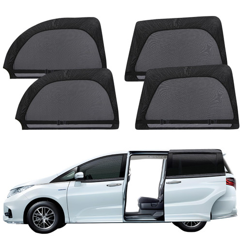 ZATOOTO Car Window Screen for MPV Minivan Truck, 4 Pack Single Layer Covers for Sliding Door Large Square Windows, Shade for Baby Family Pets Camping Sleeping, Black