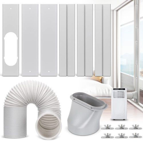 Kxuhivc Portable Air Conditioner Window Vent Kit, Adjustable Window Seal with 5.9 Inch Diameter, 78.7 Inch Length Exhaust Hose for A/C Unit Universal for Sliding Glass Doors