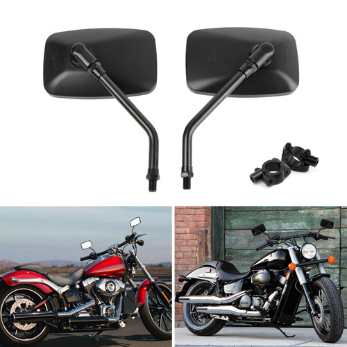 DREAMIZER Black 10mm Motorcycle Mirrors Universal Convex Rear View Side Mirrors with 7/8" Handlebar Mount Compatible with Honda Shadow Yamaha Suzuki Kawasaki Aprilia Ruckus Grom Shadow Vstar650