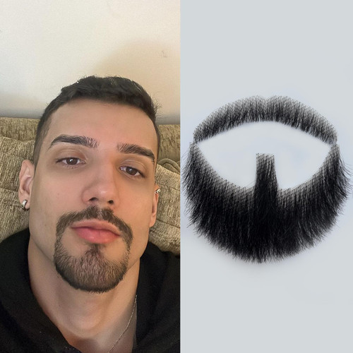 Fake Beard Realistic Mustache 100% Human Hair Costume Facial Hair Fake Goatee Mustache Full Hand Tied Lace Fake Mustache for Halloween Drama Party Movie Cosplay(Black) Fake Beard Realistic Mustache 100% Human Hair Costume Facial Hair Fake Goatee Mustache Full Hand Tied Lace Fake Mustache for Halloween Drama Party Movie Cosplay(Black)