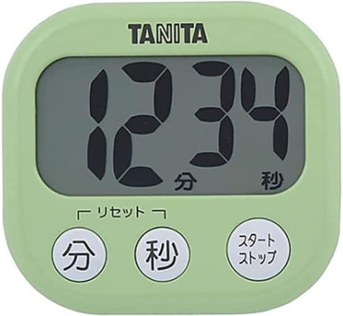 Tanita TD-384 GR Kitchen Study Learning Timer with Magnet, Large Screen, Loud Volume, 100 Minutes, Green