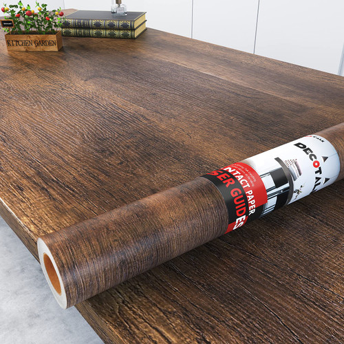 Decotalk Wood Contact Paper Wood Grain Contact Paper for Cabinets Wood Wallpaper Peel and Stick Brown Wood Wallpaper for Walls Removable 17.7"x120" Self Adhesive Faux Wood Vinyl Wrap Roll